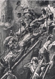 The Connaught Rangers ved stormingen av Ciudad Rodrigo, 19. januar 1812, illustrasjon fra 